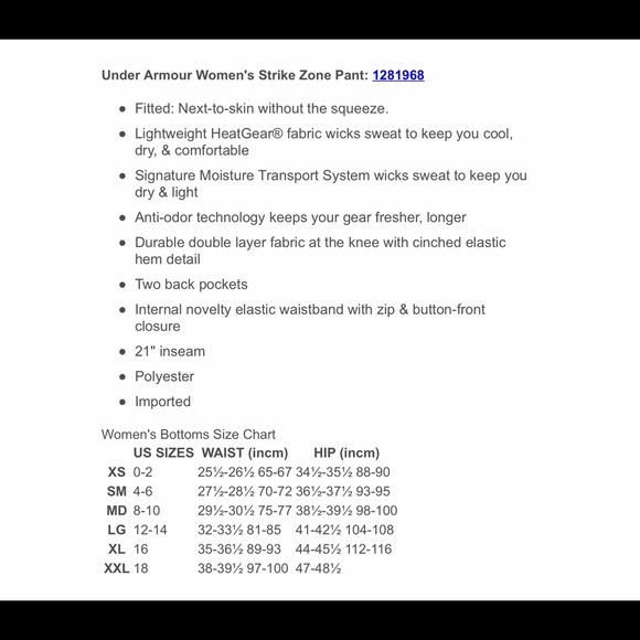 Under Armour Women’s Strike Zone Pant - Picture 7 of 7